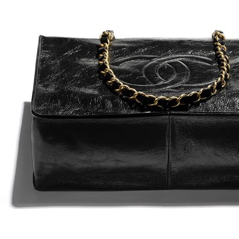 chanel shopping bag shiny aged calfskin|black Chanel bag price.